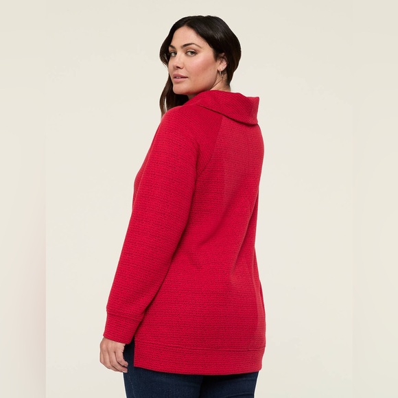 Lane Bryant Relaxed Cowlneck Textured Pullover Top Sweatshirt Red Size 14/16 - Picture 3 of 6